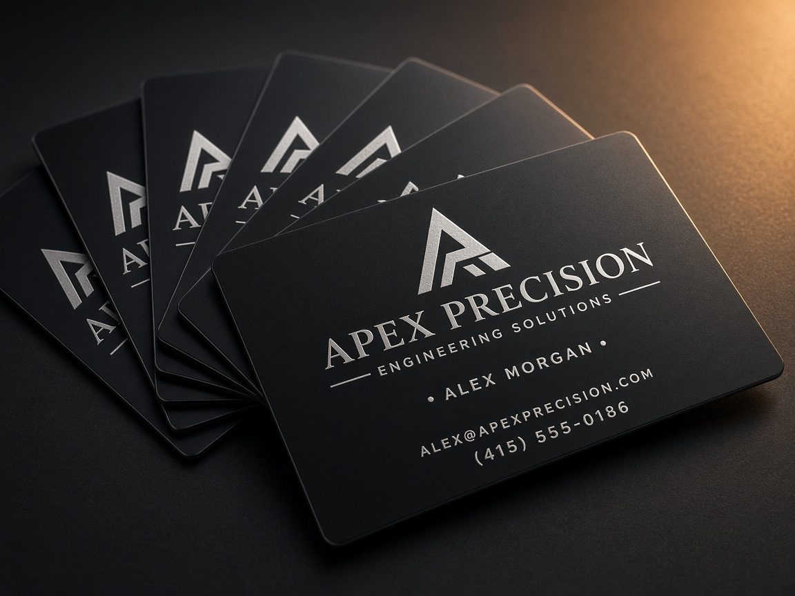 Black anodized aluminum business cards with engraved lettering